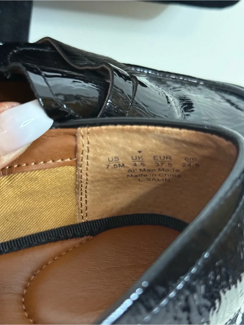 Franco Sarto  Black Patent Leather Penny Loafer chunky sole size 7.5